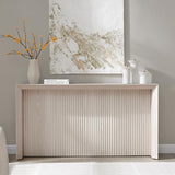Henn&Hart 56" Fluted Wooden Rectangular Console Table Ribbed Entryway Table, Sofa Table for Entryway, Living Room, Couch, Hallway, or Office, Beech White Henn&Hart
