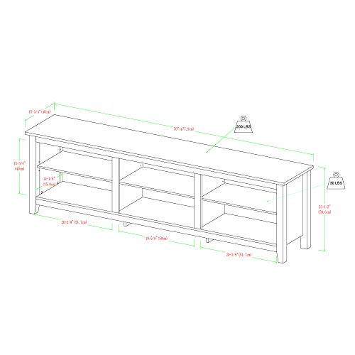 Walker Edison Wren Classic Brown TV Media Console Entertainment Center for 80 Inch Television with Storage Cubby, 70 Inch - WoodArtSupply