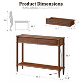 Console Table for Entryway with Charging Station,Retro Entryway Table with 2 Drawers-Easiest Assembly,Sofa Table with Bottom Shelf,Narrow Long Couch Table Behind Sofa for Living Room,Foyer (Walnut) STO'SENSE