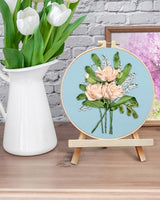ERKOON Embroidery Kit for Beginners, Silk Ribbon Flower Cross Stitch Set for Include Embroidery Cloth Hoops Threads for Craft Lover Hand Stitch (Flowery)