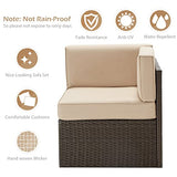U-MAX 7 Piece Outdoor Patio Furniture Set, PE Rattan Wicker Sofa Set, Outdoor Sectional Furniture Chair Set with Cushions and Tea Table, Brown U-MAX