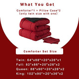 DOWNCOOL Twin Comforter Set -All Season Bedding Comforters Sets with 1 Pillow Case -2 Pieces Bed Set Down Alternative Comforter Set -Red/Black Twin Bedding Sets(64"x88") DOWNCOOL