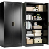 Kitchen Pantry Cabinet,71” Metal Tall Pantry Storage Cabinet with Doors and 4 Adjustable Shelves,Kitchen Storage Cabinets Black Freestanding Food Cabinet for Pantries, Kitchen, Livingroom, Dining Room BESFUR