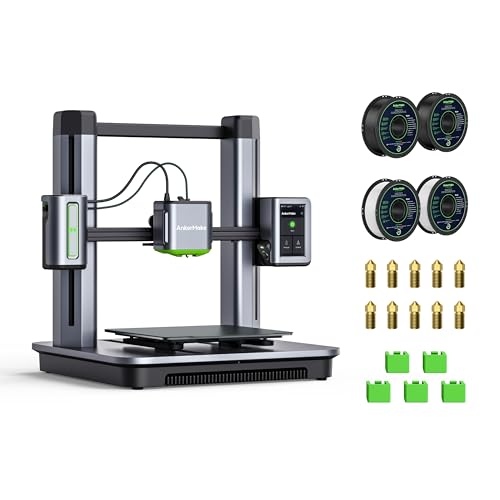 The AnkerMake M5 3D Printer Bundle Comes with 4kg of AnkerMake PLA+ Filament, Including a 2-Pack Each of Black and White, as Well as 5-Pack Silicone Cover, and a 10-Pack 0.4 Nozzle Kit - WoodArtSupply