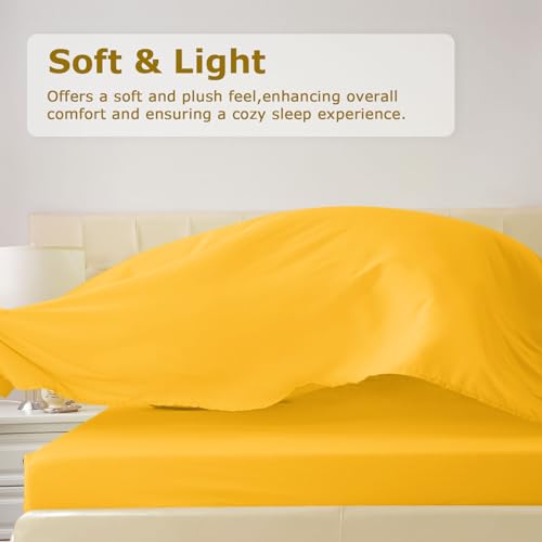 Homilay Queen Size Bed Sheet Set - 4 Piece Soft Microfiber Sheets with Deep Pockets, Cooling Technology, and Wrinkle-Free Pillowcase. Hotel-Quality, Durable Bedding, Spectra Yellow Homilay