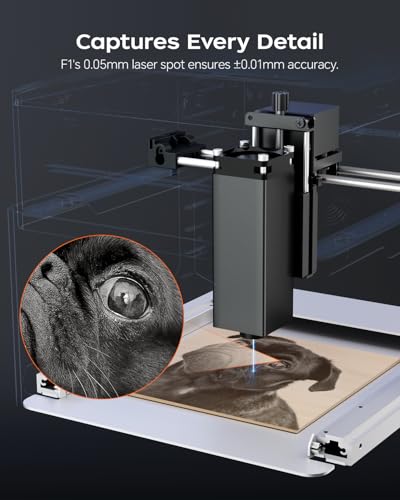 Gorifei F1 5000mW Laser Engraver Machine, Portable & Smart with Display Screen, Wireless/SD Card/Offline Engraving, Deeplaser Self Developed System for Wood, Acrylic, Leather, Laser Class 1 GORIFEI