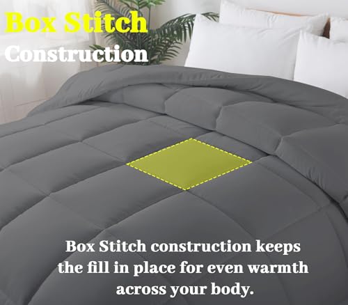 BedTreat Down Alternative Full Duvet Insert with Corner Tabs, All Season Quilted Bed Comforter Box-Stitched Full Comforter Grey, Machine Washable Microfiber Bedding BedTreat