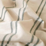 VM VOUGEMARKET Full Duvet Cover Set Beige Gray Striped Bedding Set Soft Washed Cotton 3 Pieces Dark Green Vertical Ticking Stripes Comforter Cover with Zipper Closure-80x90 Inch VM VOUGEMARKET