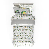 Franco Kids John Deere Farm Equipment Bedding 4 Piece Super Soft Reversible Comforter and Sheet Set, Twin, (Officially Licensed Product) Franco