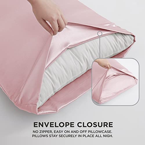 Juicy Couture Queen Size Satin Bed Sheet Set, Deep Pocket Silky Satin Queen Sheet Set with 1 Fitted Sheet, 1 Flat Sheet and 2 Pillow Case, Wrinkle Resistant and Anti Pilling - Pink Juicy Couture