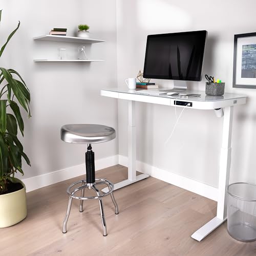 Seville Classics Airlift Electric Height Adjustable Desk with Tempered Glass Top, USB Charging Ergonomic Sit Stand Modern Home Office Workstation, - WoodArtSupply