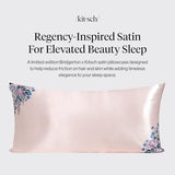 Bridgerton x Kitsch Satin Pillowcase with Zipper for Hair & Skin - Softer Than Silk Pillow Cases, Cooling Satin Pillow Case, Wrinkle-Free - King Size Satin Pillow Case (19x36) - Wisteria Kitsch