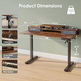 DSNAPE 48x24 Inch Electric Standing Desk with 2 Drawers, Adjustable Height Desk with Storage Shelf, 3 Preset Heights, 2 Hooks and Cable Management, Ergonomic Rising Computer Table for Home Office DSNAPE