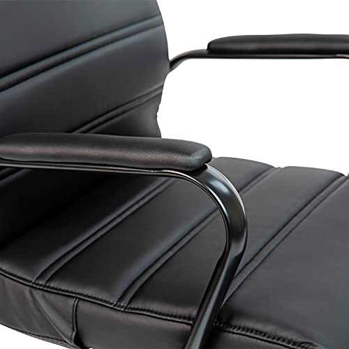 Flash Furniture Whitney High-Back Swivel LeatherSoft Desk Chair with Padded Seat and Armrests, Adjustable Height Padded Office Chair, Black Flash Furniture