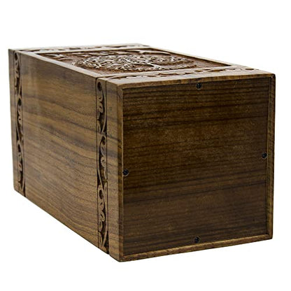 INTAJ Cremation Urns for Human Ashes Companion Male Female Wooden Tree of Life Urns Box and Casket for Ashes Men Women Child Pets Cat Dog Urn Burial - WoodArtSupply