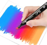 GLUKLITCH Alcohol Markers Set of 80, Dual Tip Alcohol Based Markers, Brush Tip Permanent Markers Sketch Pens for Artist Illustration, Art supplies, Giftable Pen Set GLUKLITCH