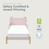 Storkcraft Teddy Bear Toddler Bed (Blush with Driftwood) - GREENGUARD Gold Certified, Includes Toddler Safety Guardrails, Fits Standard Crib & Toddler Mattress, Stylish 2-Tone Design Storkcraft