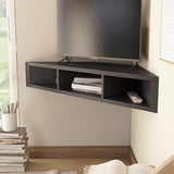 24/7 Shop at Home French 47 inch Modern Floating TV Stand with Storage, Floating Corner Shelf for Wall, Wood Entertainment Center with Shelves for Living Room, Bedroom, Family, Cappuccino Brown 24/7 Shop at Home