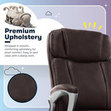 Serta Fairbanks Big & Tall Executive Office Chair, Ergonomic Comfy High-Back ComputerChairs with Lumbar Support, Semi-Plush Seat Cushion, Padded Armrests, Nylon Swivel Base, Bonded Leather, Brown Serta