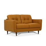 Acme Radwan Tufted Leather Loveseat in Caramel Acme