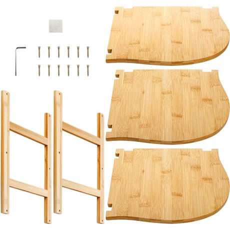 Goaste 3-Tier Bamboo Corner Shelf, Kitchen Countertop Storage Organizer, Cabinet Plate Rack for Pantry Organization, Bathroom, Desktop, 9.5 x 9.5 x 9.5 Inch Goaste