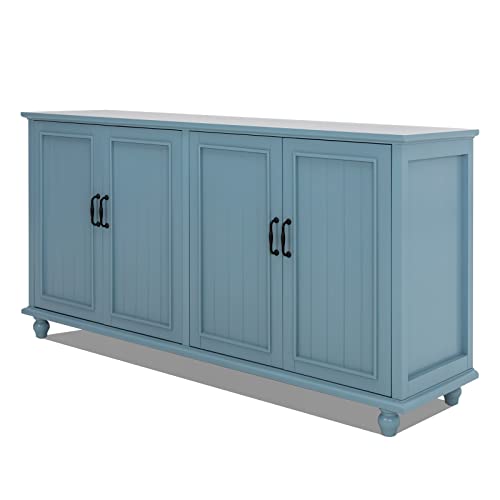 Scurrty Buffet & Bar Cabinet with Storage, 62'' Coffee Bar Cabinet, Sideboard Storage Cabinet for Dinning Room, Kitchen & Living Room (4 Doors, Blue) Scurrty