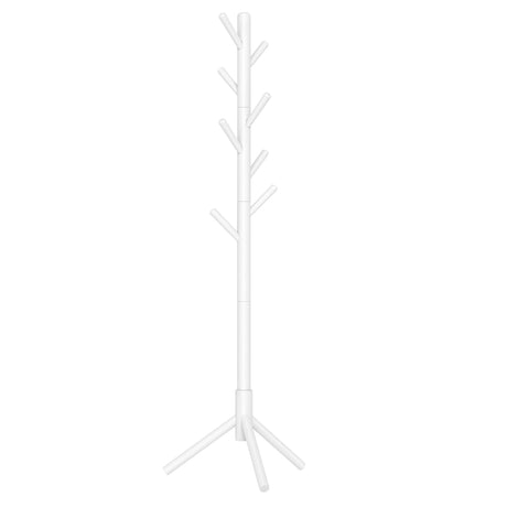 VASAGLE Solid Wood Coat Rack, Free Standing Tree-Shaped Coat Rack with 8 Hooks, 3 Height Options, for Clothes, Hats, Bags, Living Room, Bedroom, Home Office, White URCR04WT VASAGLE