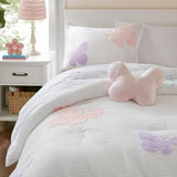 Intelligent Design Kids Rio Twin Comforter Set – Girls’ Reversible Tufted Chenille Bedding with Pastel Purple Butterflies and Pink Dot, 3pcs Intelligent Design