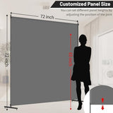 Room Divider, 72x72Inch Large Single Panel Privacy Screen for Room Separation,Free Standing Partition Wall with Thickened Fabric,Portable for Office,Bedroom,Patio,Gray FCCRETA