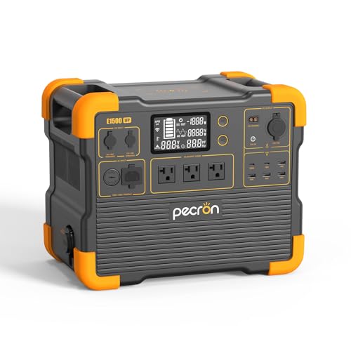 pecron Portable Power Station, E1500LFP Solar Generator 1536Wh, 2200W LiFePO4 Battery Backup, Fast Charging Power Station for Home use, RV, and Outdoor Camping - WoodArtSupply