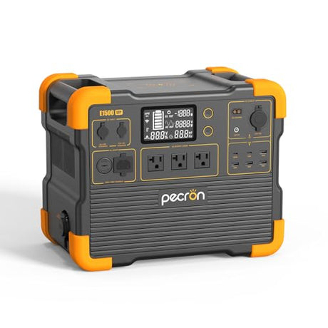 pecron Portable Power Station, E1500LFP Solar Generator 1536Wh, 2200W LiFePO4 Battery Backup, Fast Charging Power Station for Home use, RV, and Outdoor Camping pecron
