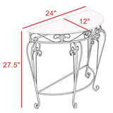 PFJERSIYC Half Moon Console Table with Metal Scroll Legs, Faux Marble Top Entryway Table, Semi Circle Sofa Accent Foyer Table for Living Room, Hallway, Entrance, Small Spaces(Gold,24x12x27.5in) PFJERSIYC