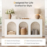 Tribesigns 70.9" White Console Table with Storage, Wood Entryway Entry Table with 3 Arched Shelves for Foyer, Hallway, Living Room, Behind Couch Sofa, Narrow Long Tribesigns