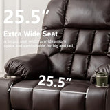 RHHVVR Oversized Power Recliner Chair for Big and Tall 400 LBS, 25.5" Extra Wide Electric Lift Chair with Heat and Massage, Dual Motor 180° Lay Flat Recliner Living Room Sofa, PU Leather Big Recliner