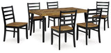 Signature Design by Ashley Blondon Rectangular Dining Room Table Set with 6 Chairs, Chevron Pattern, Tapered Legs, Seats 6, Wood, 60" Long, Brown & Black Signature Design by Ashley
