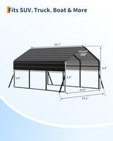 Garvee 10'x15' Metal Carport, Heavy Duty Car Ports Kit All-Weather for Pickup Trucks, Boats, RVs, Tractors, Reinforced Frame with Anchors Garvee