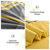 Anibedding Yellow Comforter Set King Size,8 Pieces Bed in a Bag Patchwork Striped Bedding Sets,Boho Soft Microfiber Bedding Set for All Season(104"×90") Anibedding