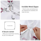 Double Sided Printed Bedding with Minimalist Chain Modern - Ultra Soft Microfiber Duvet Cover Set Single Durable Zipper Closure, Comfortable Quilt Cover for Bedroom Décor White Generic