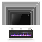 Fireplace TV Stand with 50" Smart Electric Fireplace, Solid Wood Fire Place with Mantel, Modern Fireplace Cabinet with Socket for Living Room Farmhouse Entertainment Center White, (50 inch, WiFi) ROCSUMOO
