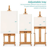 VISWIN Large H-Frame Easel 53"-91 "H, Hold Canvas up to 78", Premium Beech Wood Easel Stand for Painting with Larger Storage Tray, Adjustable Floor Art Easel for Adults, Artists - Natural VISWIN