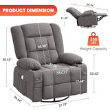Rocker Recliner Chair with Heating and Kneading Massage for Adults,360°Swivel Rocker Recliner with Cup Holder and USB Charge Port for Living Room,Bedroom, Nursery