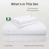 California Design Den Deep Pocket King Sheets Set - Luxury 600 Thread Count Sateen, 100% Cotton Sheets with All Around Elastic for a Snug Fit, Hotel Quality Bedding Set - White California Design Den