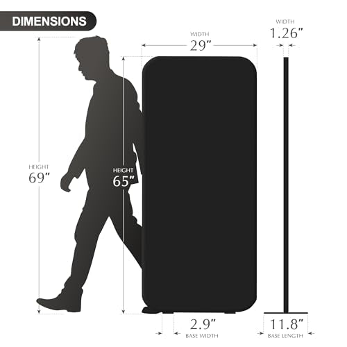 DECOLAB Room Partition Panel, Freestanding Portable Privacy Cubicle Partition for Offices, Classroom, Studio, Healthcare, Workspace, Scratch Resistance, 29"x65" Midnight DECOLAB