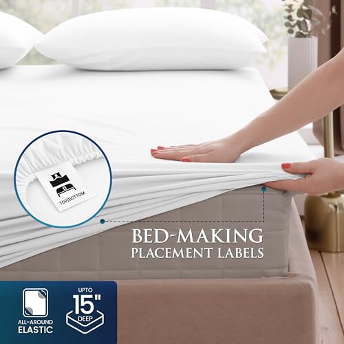 Utopia Bedding Full Size 4 Piece Sheet Set - Brushed Microfiber - Soft Bed Sheets for Full Size Bed - Includes 1 Fitted, 1 Flat, & 2 Pillow Cases - Deep Pocket (White) Utopia Bedding
