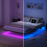 YORMDMO Floating Bed Frame King Size, Heavy Duty Bedframe with Smart LED Lights & Charging Station, Modern Metal Platform Bed, Easy Assembly No Box Spring Needed, 10 Inch YORMDMO