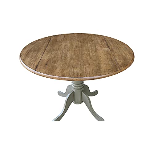 International Concepts Inch Dual 42 Drop Leaf Dining Table, Distressed Hickory/Stone