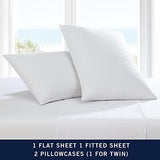 Nautica - Twin Size Sheet Set, Crisp & Tailored Cooling Sheets with a Smooth Cotton Percale Lightweight Feel - Bed Sheets with Matching Pillowcase & Fitted Sheet (Solid White) Nautica