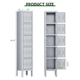 INTERGREAT Metal Locker for School Office Gym Metal Storage Locker Cabinet for Employees Students Steel Locker Triple Tier with 5 Door Gray INTERGREAT