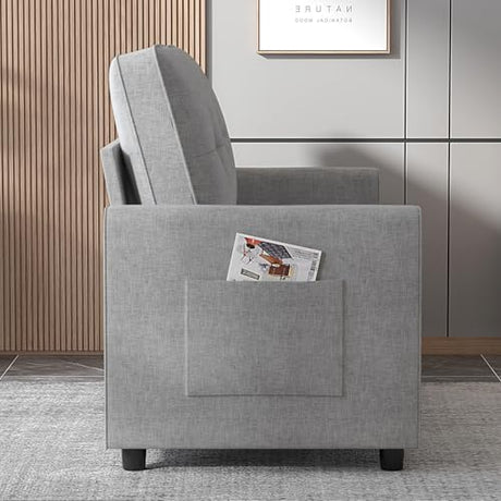 ZAFLY Modern 3-in-1 Convertible Sofa Bed, 84 Inch Tri-Fold Multi-Function Floor Sofa, Space-Saving Futon Couch Bed, Pull-Out Loveseat Sleeper, Ideal for Apartments, Dorms & Offices, Light Grey ZAFLY