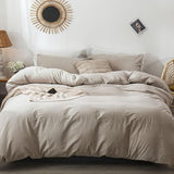 MooMee Bedding Duvet Cover Set 100% Washed Cotton Linen Like Textured Breathable Durable Soft Comfy (Heathered Tannish Linen Grey, Queen 90"x90") MooMee